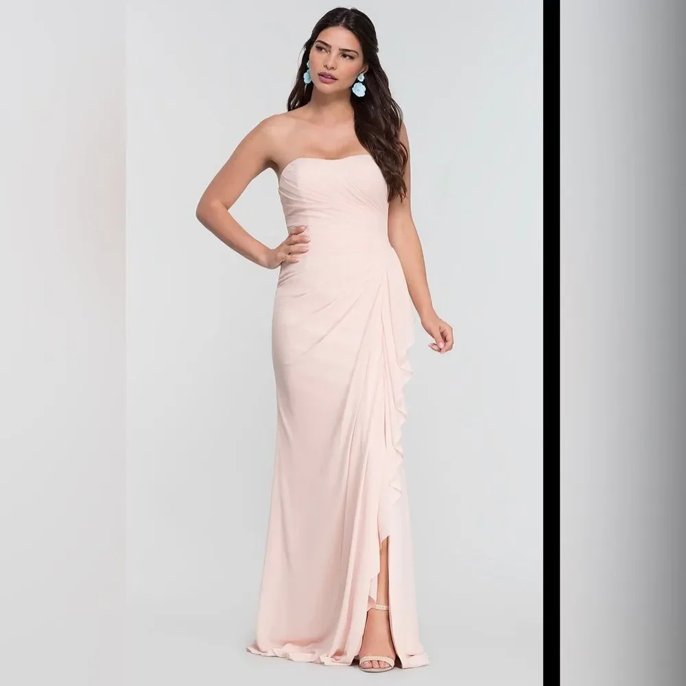 Kleinfeld Dresses | Kleinfeld Womens Long Ruched Bridesmaid Dress With Removable Straps Size 4 | Color: Pink | Size: 4 | Pm-15244279's Closet